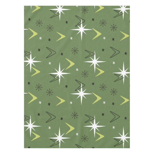  Boomerangs Stars Olive Green uit de jaren vijftig Tafelkleed (Voorkant)