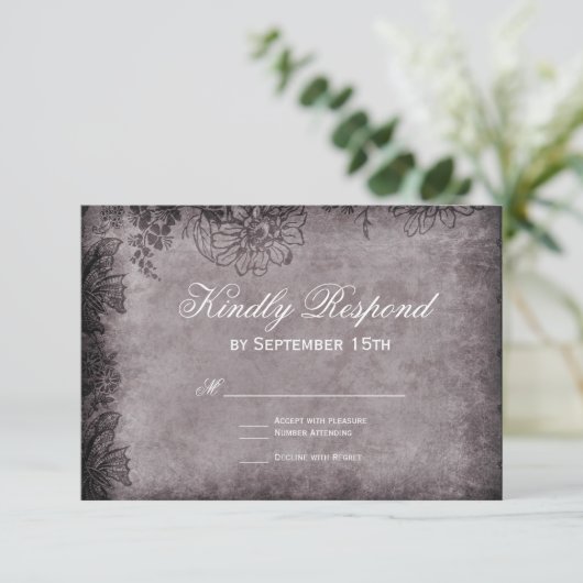  boomgaard Floral Lijst Wedding RSVP-kaarten RSVP Kaartje (Staand voorkant)