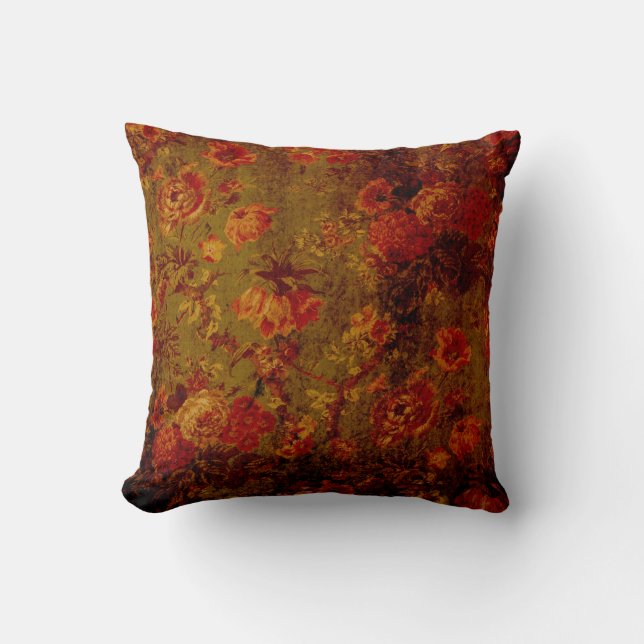  boomgaard Floral Pillow-Red Flowers op groen Kussen (Voorkant)