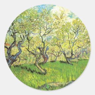 Boomgaard in bloei door Vincent van Gogh Ronde Sticker