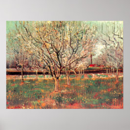Boomgaard in bloei, pruimenbomen door Vincent van Poster