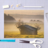 Boomgedecorbeerde Cabine in de Morning Mist Tissuepapier (Craft)