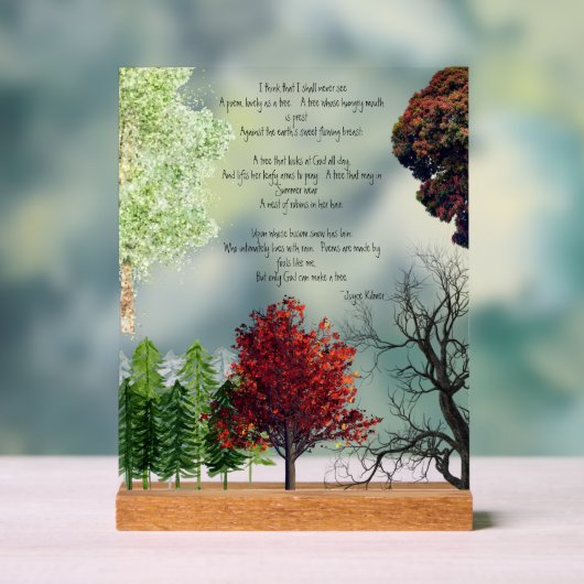 Boomgedicht Joyce Kilmer Acryl Teken Bord (Neutraal)