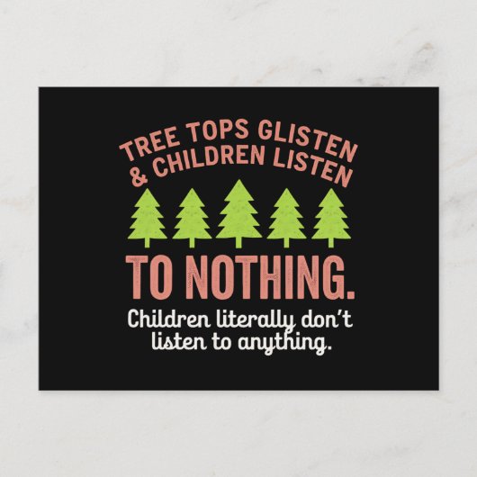 Boomglinstering en kinderen luisteren naar niets t feestdagenkaart (Voorkant)