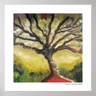 Boomgroen geel schilderij Home decor Natuur Poster
