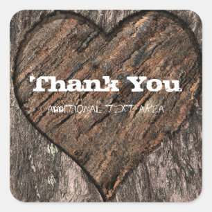 Boomhart Gesneden Boomstam Schors Landelijke Trouw Vierkante Sticker