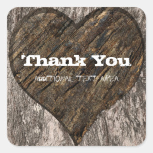 Boomhart Gesneden Boomstam Schors Rustieke Trouw F Vierkante Sticker