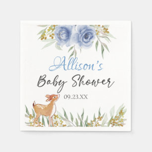 Boomherten groene baby shower blauwe florale bloem servet