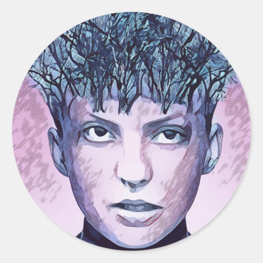 Boomhoofd Ronde Sticker (Voorkant)