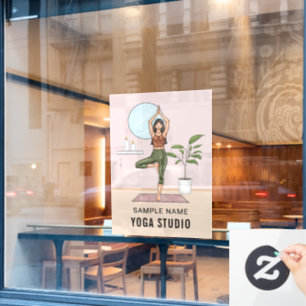 Boomhouding Stretch Fitness Vrouw Aangepast Yogast Raamsticker