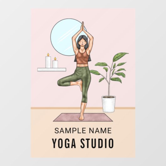 Boomhouding Stretch Fitness Vrouw Eigen Yoga Studi Raamsticker (Vel)