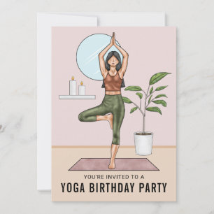 Boomhouding Workout Vrouw Yoga Verjaardagsfeestje Kaart