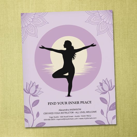 Boomhouding - Yogadocent met Lotusbloemen Flyer