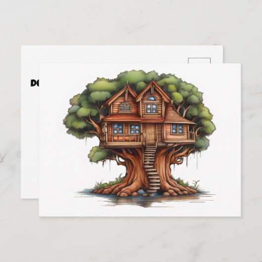 Boomhuis in redwood tree briefkaart (Voorkant / Achterkant)