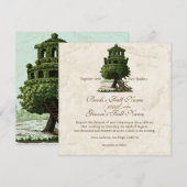 boomhuis leuk antiek perkament bruiloft kaart (Voorkant / Achterkant)