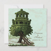 boomhuis leuk antiek perkament bruiloft kaart (Achterkant)