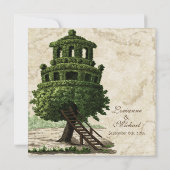  boomhuis leuk antiek perkament bruiloft kaart (Achterkant)