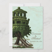 boomhuis leuk antiek perkament bruiloft kaart (Achterkant)