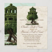 boomhuis leuk antiek perkament bruiloft kaart (Voorkant / Achterkant)