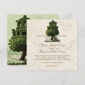  boomhuis leuk antiek perkament bruiloft kaart (Voorkant / Achterkant)