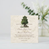  boomhuis leuk antiek perkament bruiloft kaart (Staand voorkant)