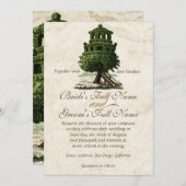 boomhuis leuk antiek perkament bruiloft kaart (Voorkant / Achterkant)