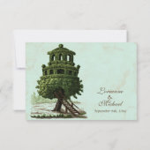  boomhuis leuk antiek perkament bruiloft RSVP kaartje (Achterkant)