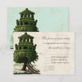  boomhuis leuk antiek perkament bruiloft RSVP kaartje (Voorkant / Achterkant)