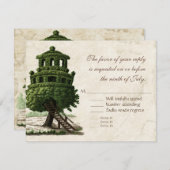  boomhuis leuk antiek perkament bruiloft RSVP kaartje (Voorkant / Achterkant)