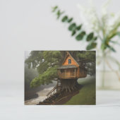 Boomhut door water poster briefkaart (Staand voorkant)