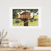 Boomhut grote afdruk poster (Keuken)