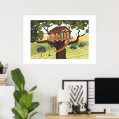 Boomhut grote afdruk poster (Thuiskantoor)