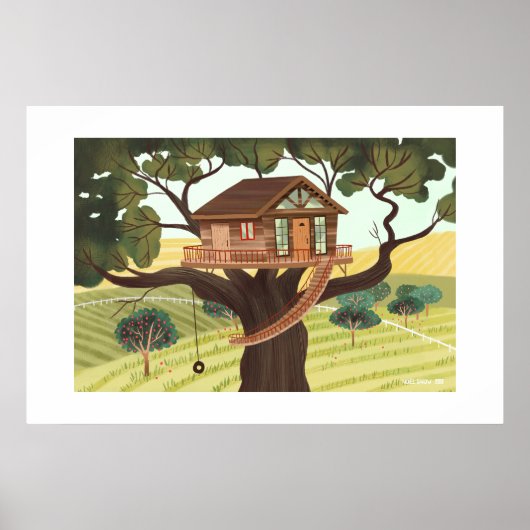 Boomhut grote afdruk poster (Voorkant)