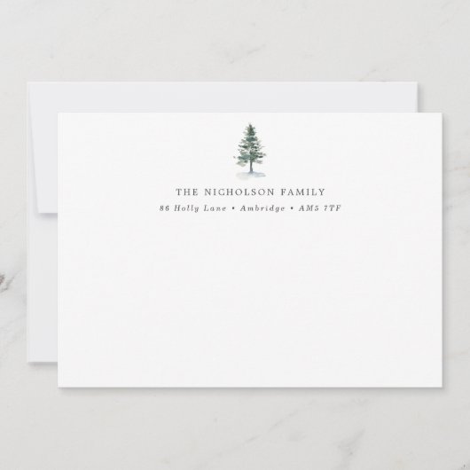 Boomkaart met rustieke dennenfamilie notitiekaartje (Voorkant)