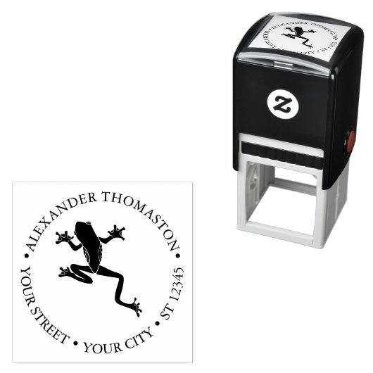 Boomkikker #2 Amfibie Ronde Naam Adres Zelfinktende Stempel (In situ)