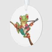 Boomkikker die Mexicaanse vlag Guitar White speelt Ornament (voorkant)