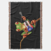 Boomkikker die Puerto Rico Flag Guitar Black speel Deken (Voorkant Verticaal)