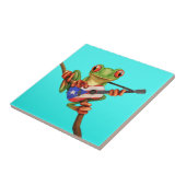 Boomkikker die Puerto Rico Flag Guitar Blue Tegeltje (Zijkant)