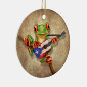 Boomkikker die Puerto Rico Flag Guitar speelt Keramisch Ornament (Rechts)