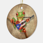 Boomkikker die Puerto Rico Flag Guitar speelt Keramisch Ornament (Links)