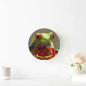 Boomkikker met rode ogen op maat ronde klok (Huis)