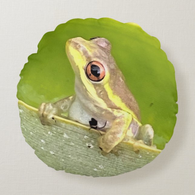 Boomkikker op ananas Plant Sierkussen Rond Kussen (Voorkant)