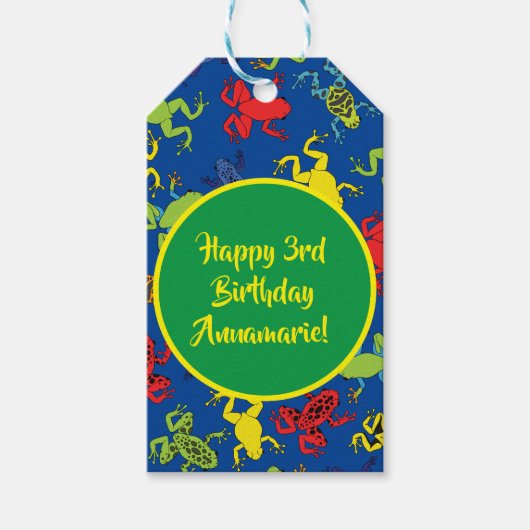 Boomkikkers Kinderverjaardag Schattig Cadeaulabel (Voorkant)