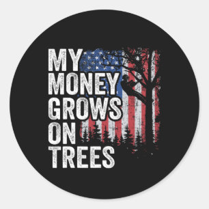 Boomklimmende Amerikaanse vlag Boomverzorger Mijn  Ronde Sticker