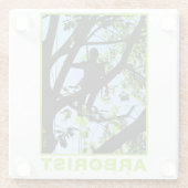 Boomklimmer Silhouette: Arborist Glazen Onderzetter (Achterkant)