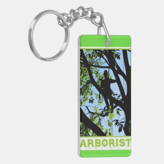 Boomklimmer Silhouette: Arborist Sleutelhanger (Voorkant Links)