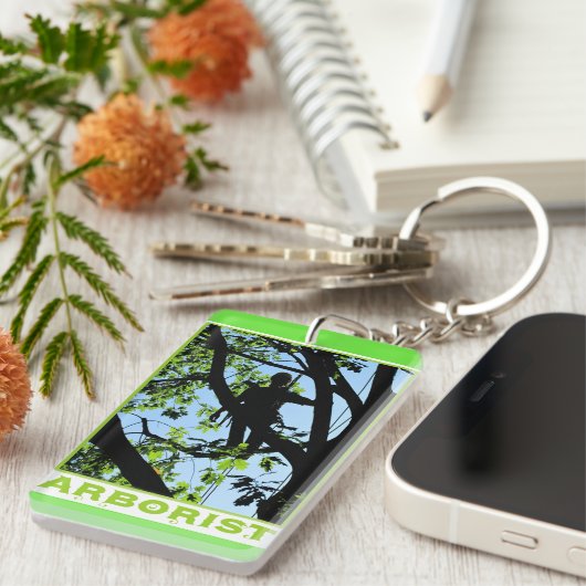 Boomklimmer Silhouette: Arborist Sleutelhanger (Voorkant Rechts)