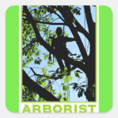 Boomklimmer Silhouette: Arborist Vierkante Sticker (Voorkant)
