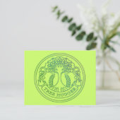 Boomknuffel, hippy badge briefkaart (Staand voorkant)