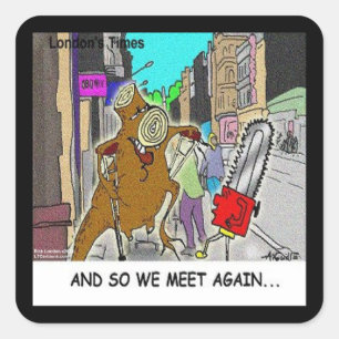 Boomknuffelaar Rick London Cartoon Grappige Cadeau Vierkante Sticker
